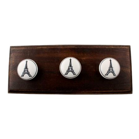 Eiffel Tower Ceramic Flat Wooden Hook